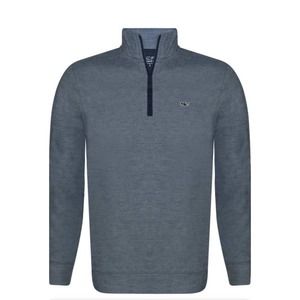 RARE: Vineyard Vines Men's Broadfield 1/4 Zip Solid Sweater - Blue/gray - Small